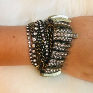 Antique brass multi chain bracelet (small)